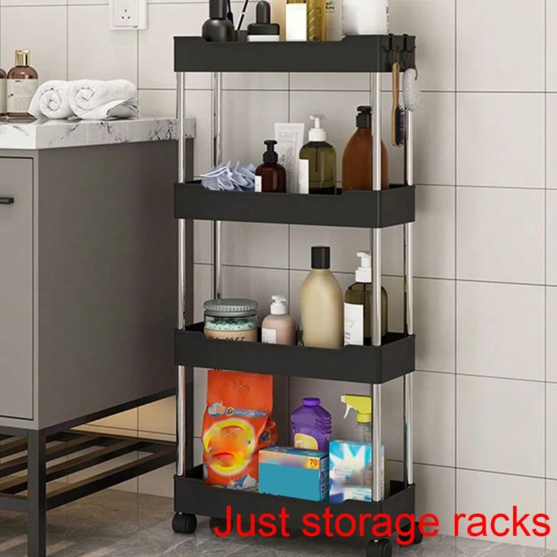 Hot Tier Rolling Utility Cart, Movable Slim Storage Rack For Kitchen, Bathroom, Living Room - Space Saving Organizer Shelf