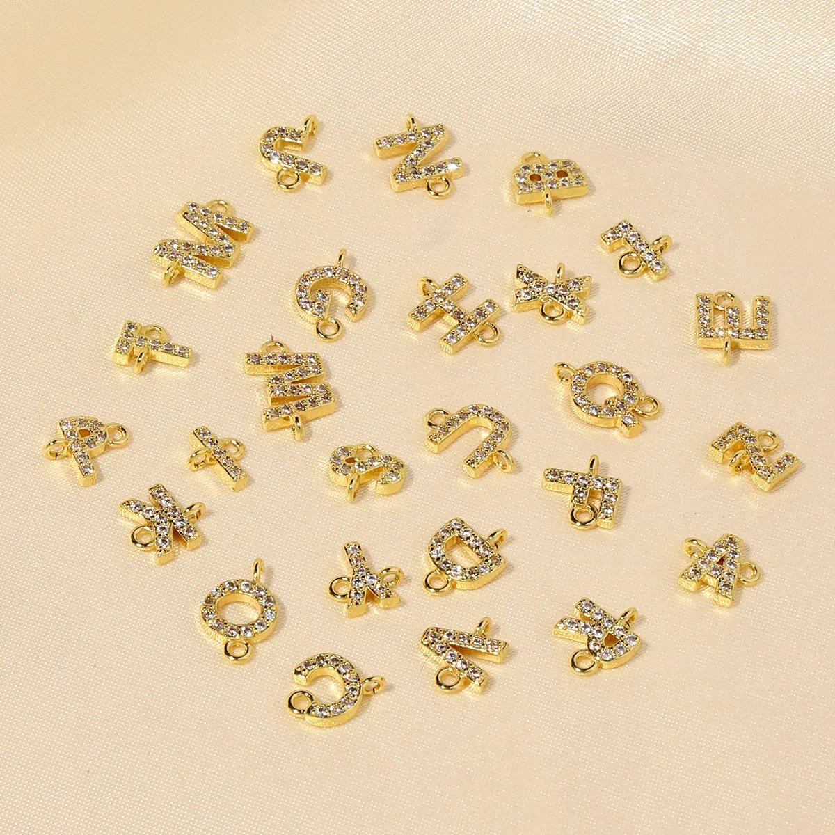 5pcs/lot Never Fade 18K Real Gold Plated Copper A-Z CZ Inital Letter Connector Charms For Bracelet Necklace Making