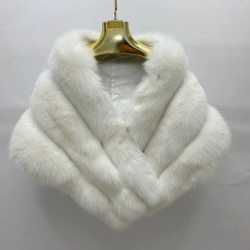 White Wedding Fur Shawl Fox Fur Shawl Wraps for Women