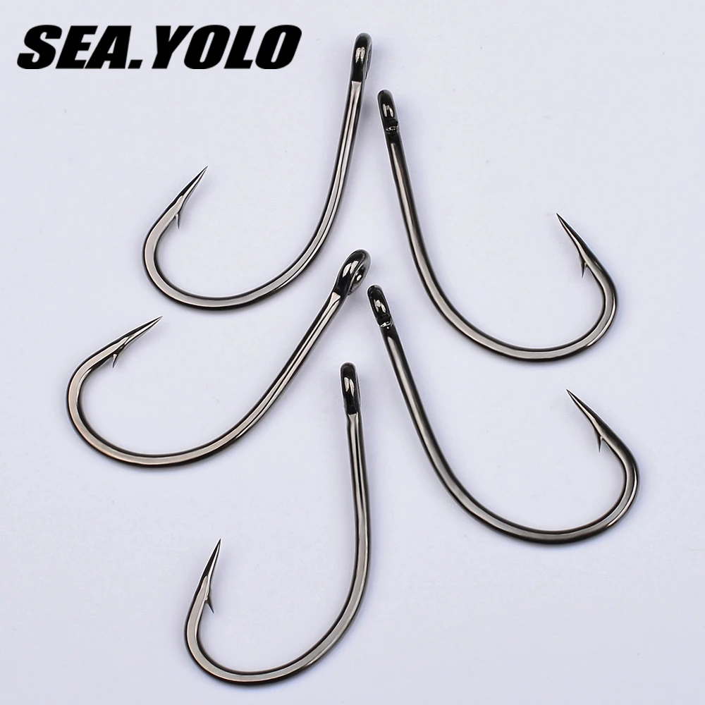 

Sea. Yolo 100pcs/bag Lure Hook Hole Ring Series Hook Long Handle HookHigh Carbon Steel Barbed Hook Rock Fishing Tool
