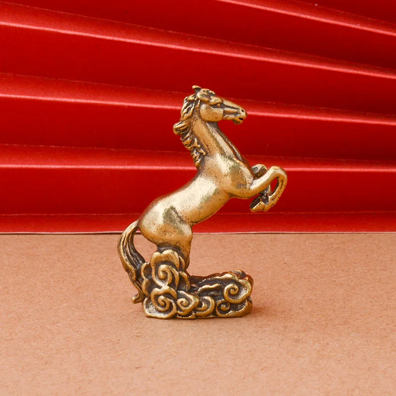 Solid Copper Running Horse Sculpture Ornaments Retro Brass Animal Feng Shui Small Statue Office Desk Home Decorations Figurines