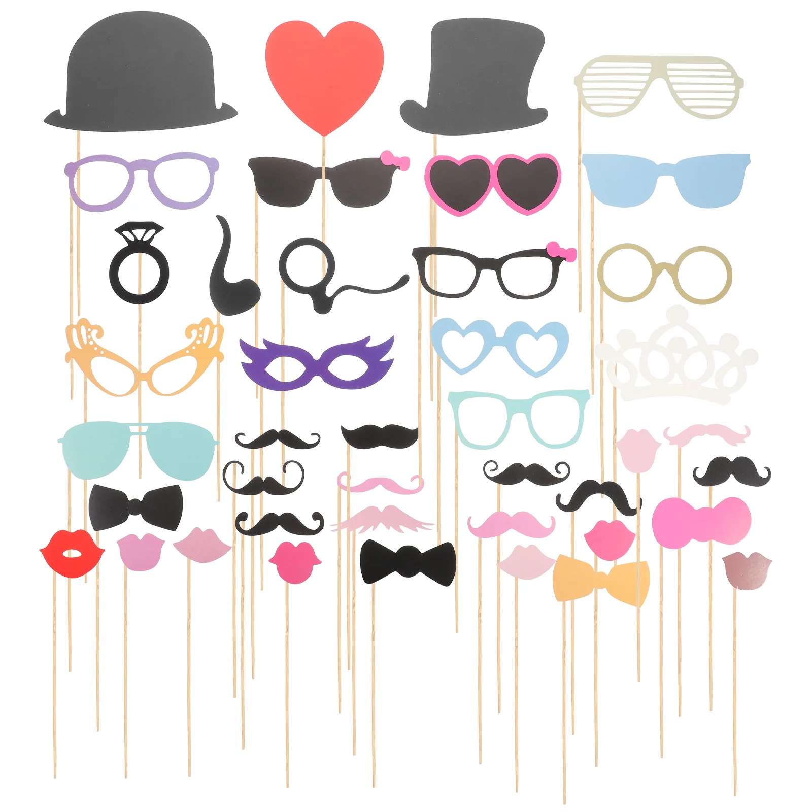 

44-in-1 DIY Glasses Red Lips Bow Ties Hats On Sticks Wedding Birthday Party Photo Booth Props