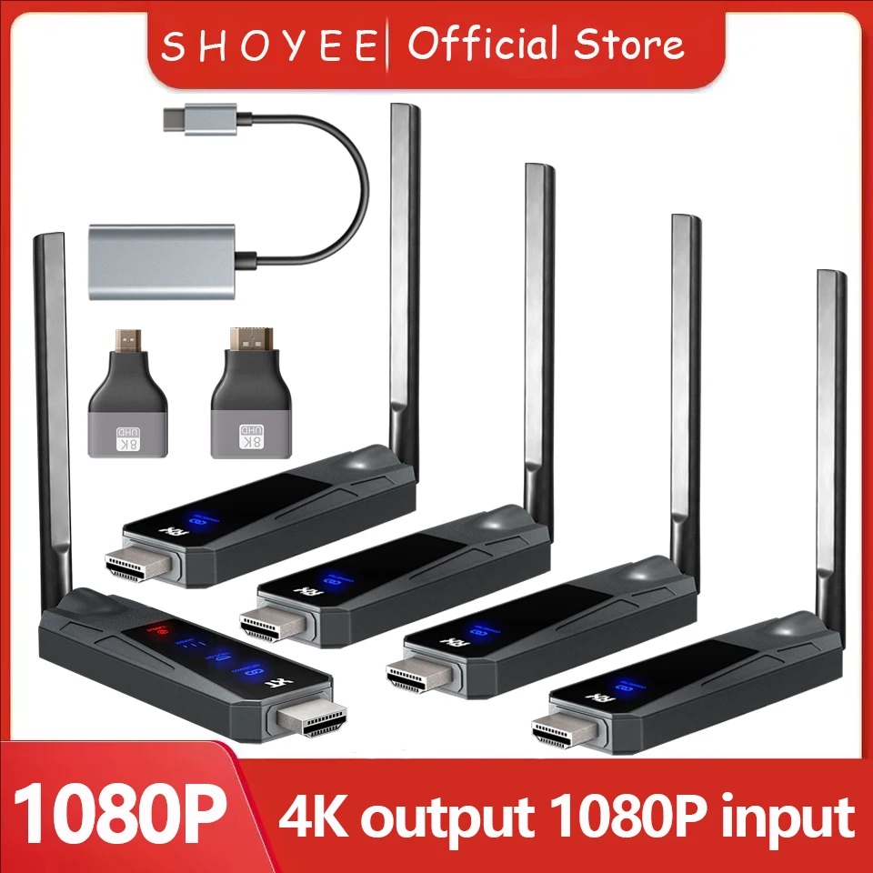 4K/1080P Kabelloser HD-kompatibler Videoempfänger, Sender, Extender-Adapter, TV-Stick, Dongle für Kamera, Laptop, PC zum Monitor