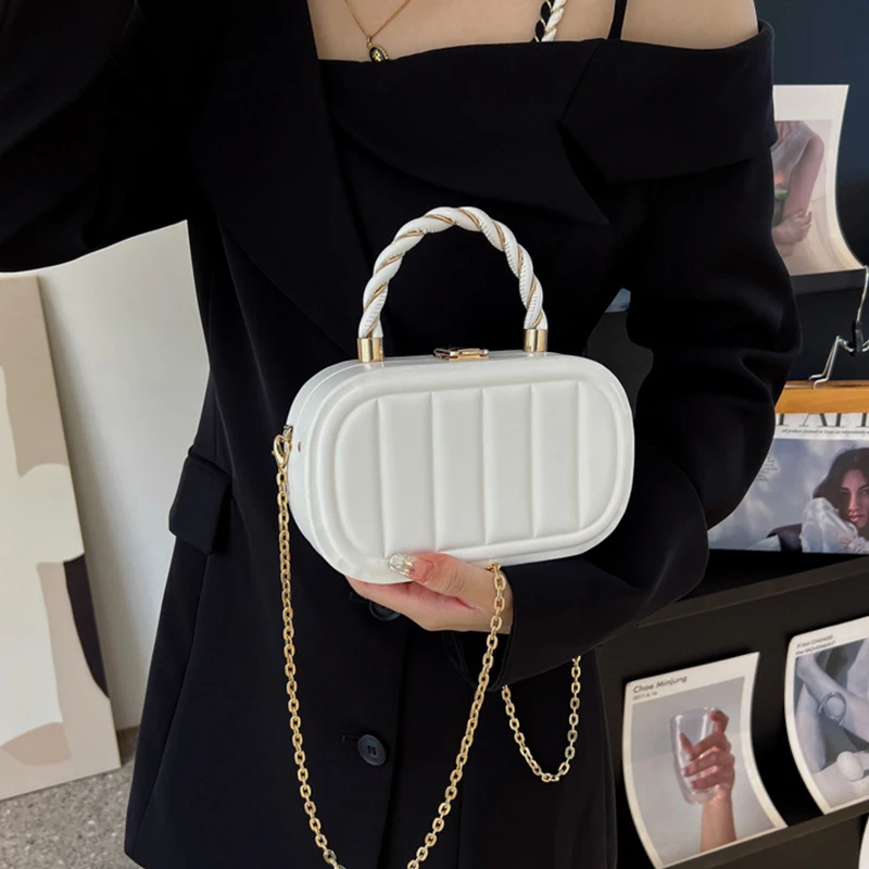 New Fashion Women's Crossbody Bag PU Leather Simple Ladies Chain Shoulder Bag Luxury Design Street Casual Girls Handbag
