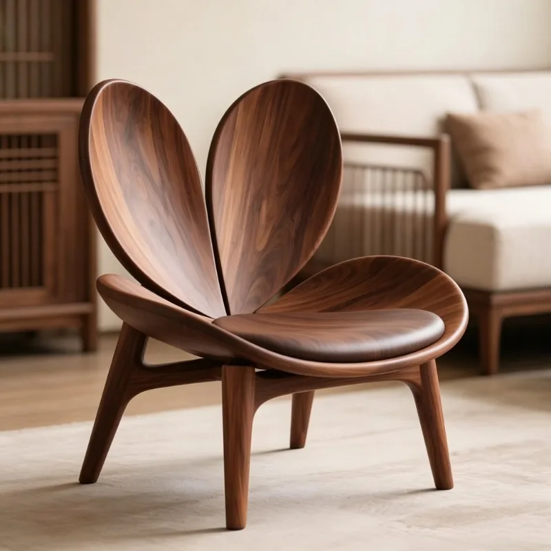 Creative light luxury lotus shape leisure chair medieval living room single sofa chair