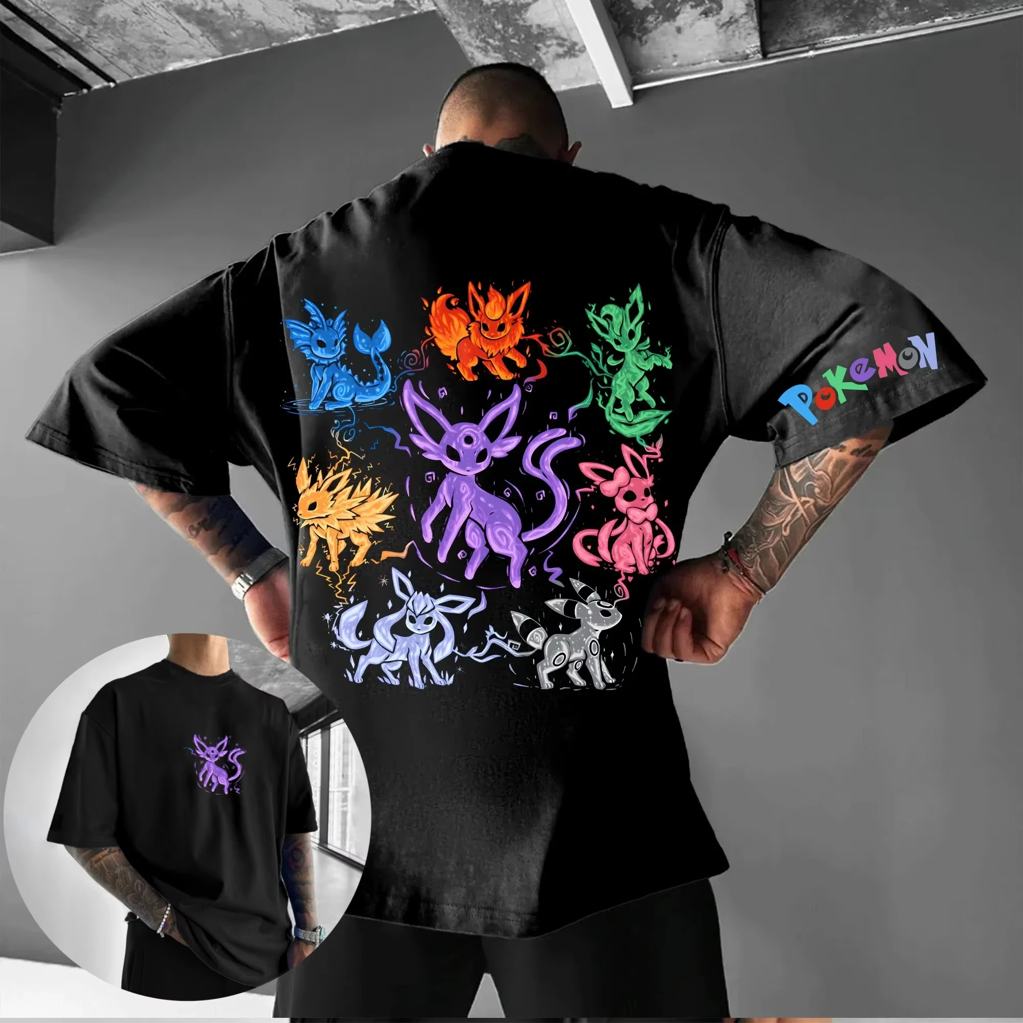 

Футболка унисекс с принтом Покемон (Пикачу) в стиле японского аниме, свободного кроя, из плотной ткани, для спорта, лето 2026