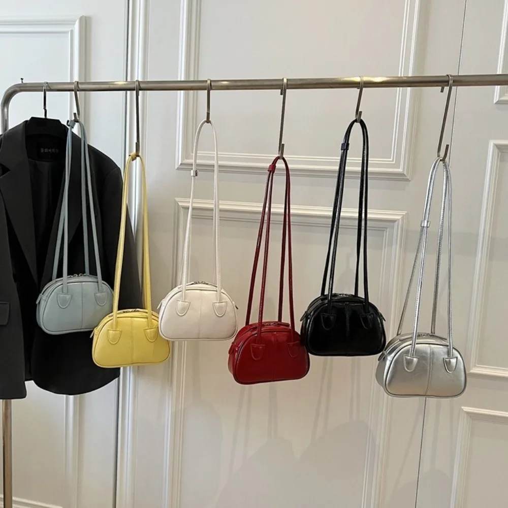 

Fashion Y2K PU Bowling Bag Large Capacity PU Leather Shoulder Bag Underarm Bag Korean Style Women Handbag Girls