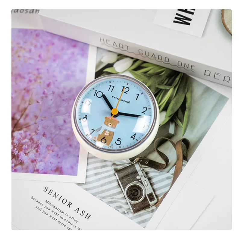 Mini Suction Cup Wall Clock 7cm Waterproof Anti Fog Design for Bathroom Kitchen Toilet Office Small Quartz Table Clock Decora view 3