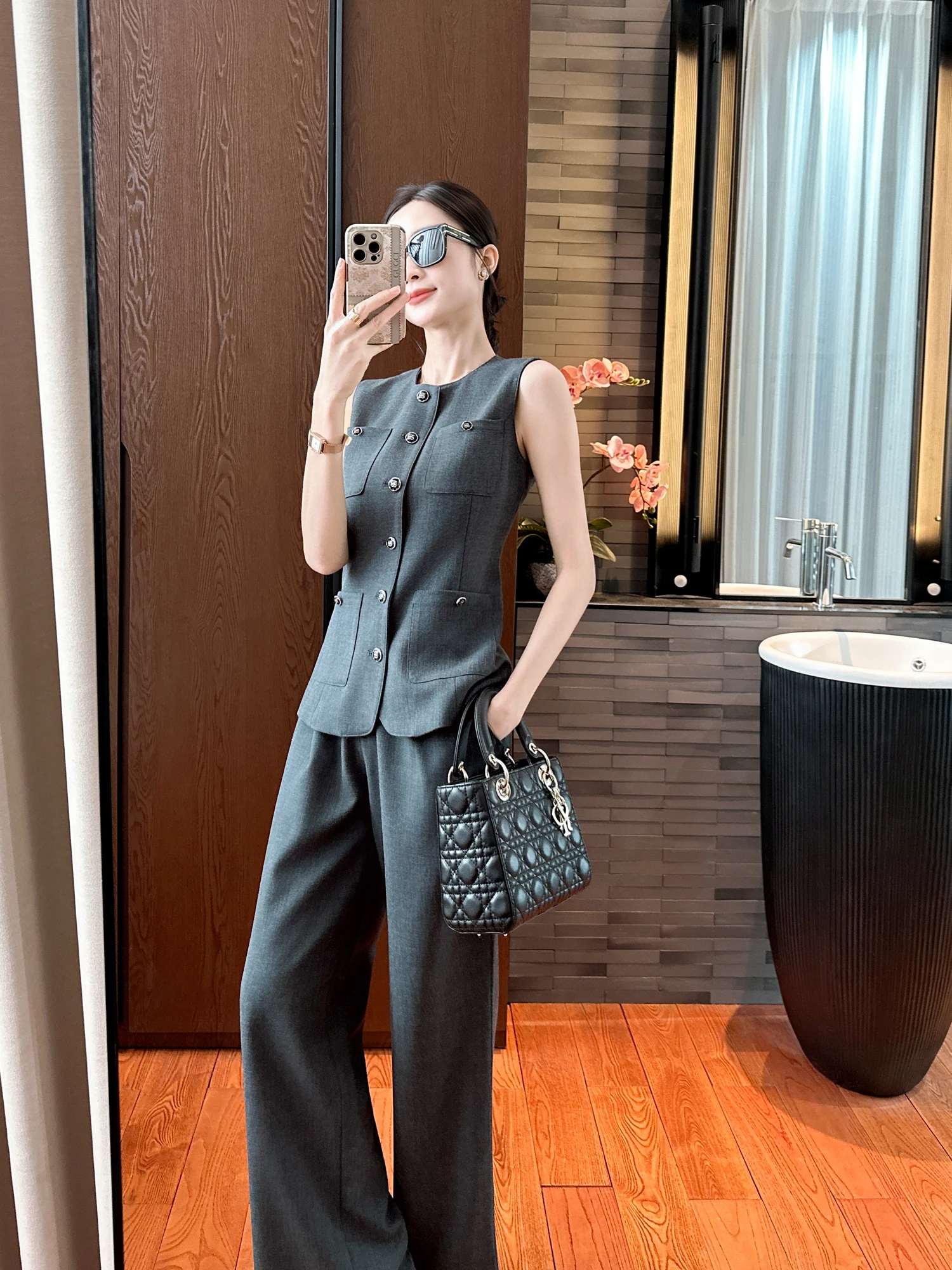 

You See ey Svel Vest Set High Quali Ele Sle for Women Faionable Busin Casual Breathable Medium Weight