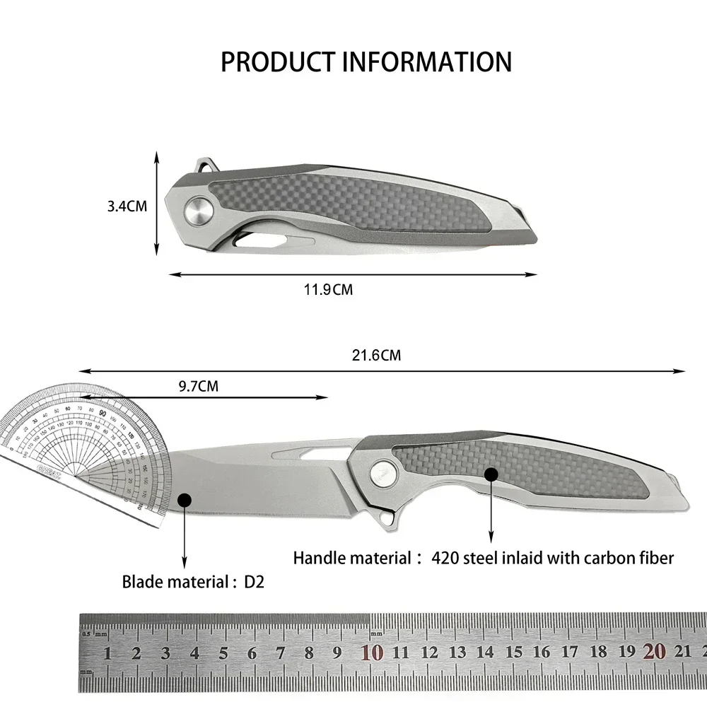 New Russian F95NL Filpper Pocket Folding Knife D2 Blade 420 Steel Inlaid Carbon Brazing Handle Outdoor Tactical Tool EDC Knives