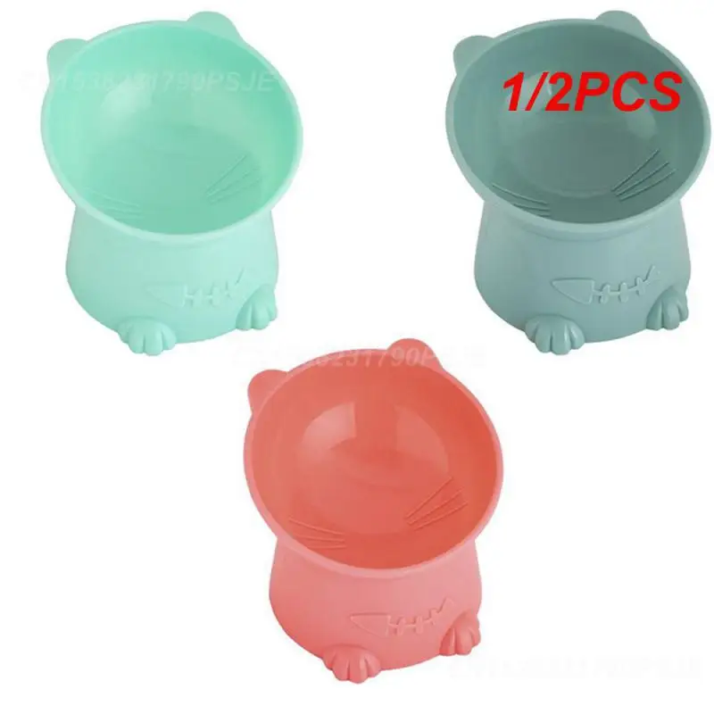 1/2PCS Tilt Tall Cat Bowl Pet Supplies Easy To Clean Oblique Cat Bowl Cat Supplies Cat Food Dispenser Lovely Safety Material