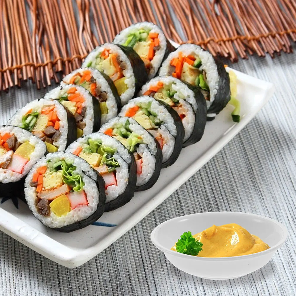 

12 Pcs Plastic Saucer Dipping Dish Bowl Small Plates Appetizer Serving White Easy Clean Storage Soy Sauce Dish