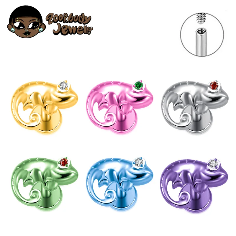 G23 Titan Chameleon Lab Piercing Ohrstecker Helix Tragus Flaches Innengewinde Labret Ins Ohrring Nase Eloxiertes Körperpiercing
