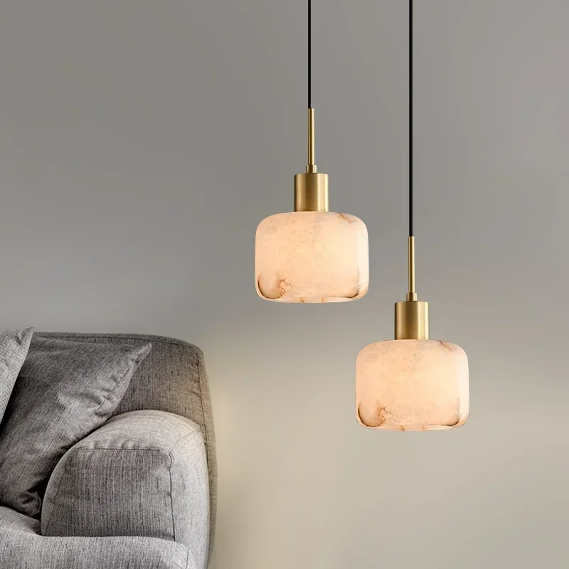 

BOSSEN Nordic Marble Pendant Ceiling lamp Adjustable Chain Copper Height 3 Light Colors Chandelier for Kitchen Island Indoor