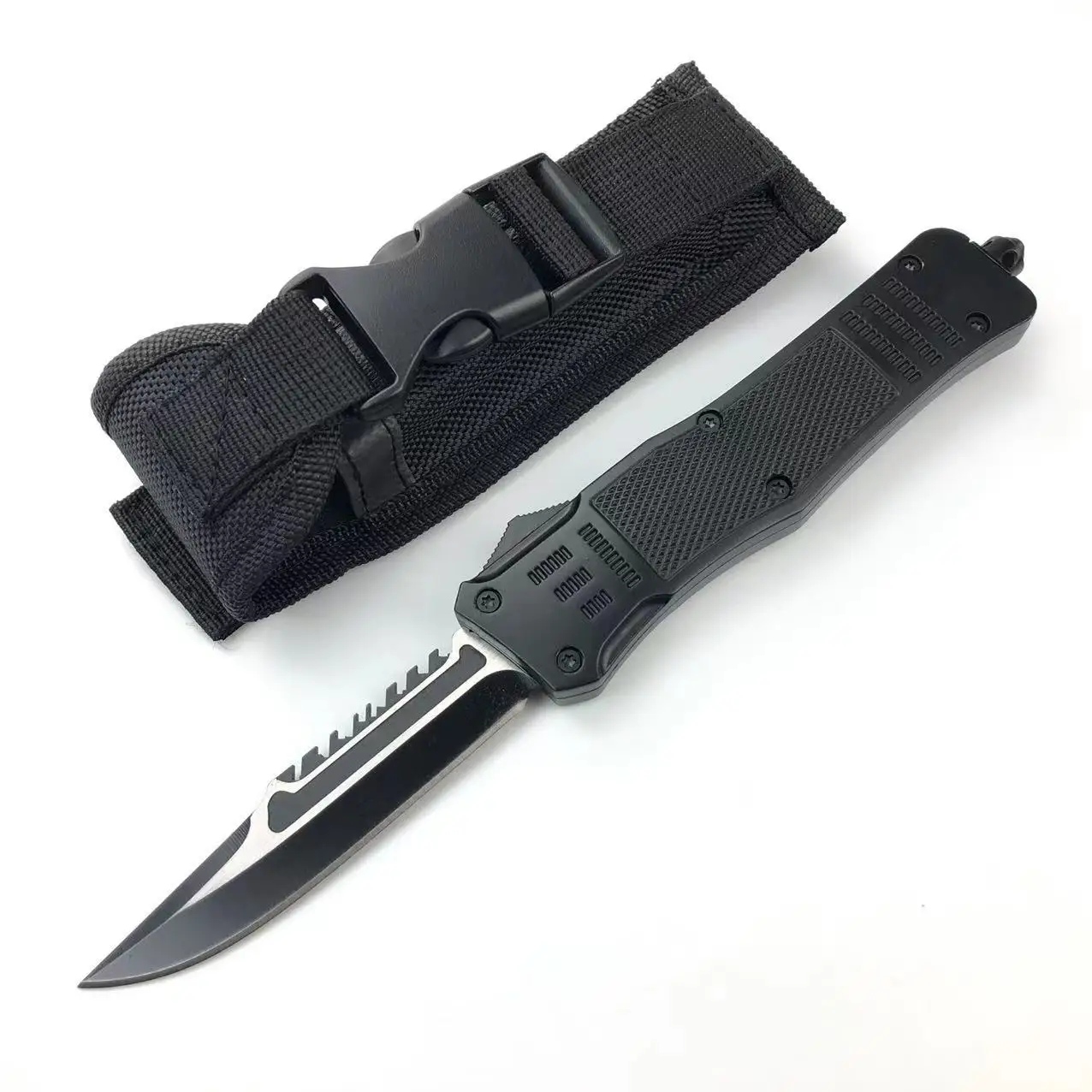 OTF Cutting Tools with Cover Folding Knife Outdoor EDC Portable Stainless Steel for Camping Self Defense Tools Creative Gifts