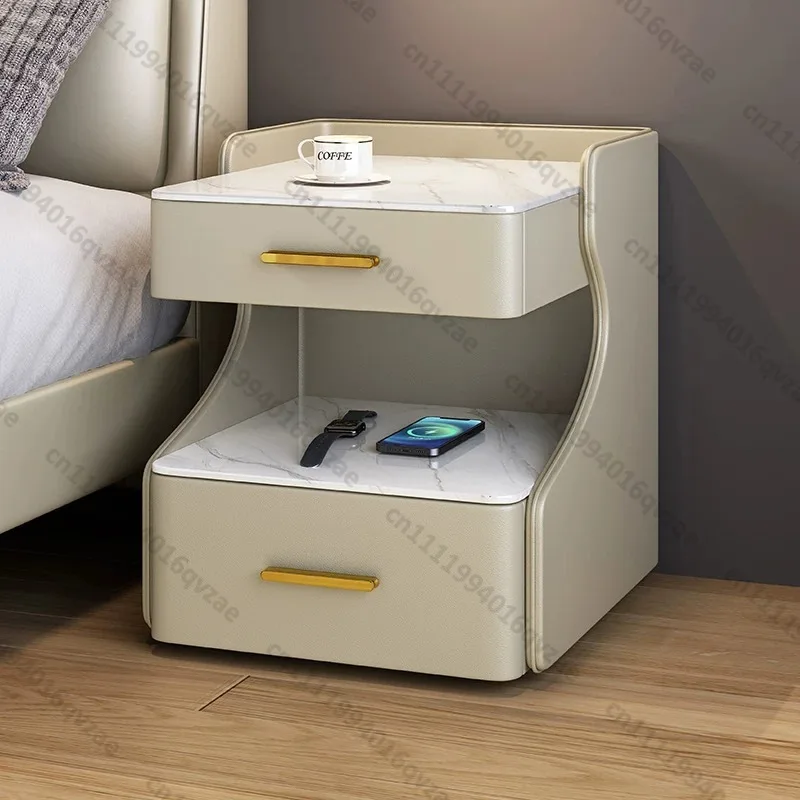 Intelligent Creative Bedside Table with Lock New Light Luxury High-end Home Bedroom Small Bedside Table with Row Insert