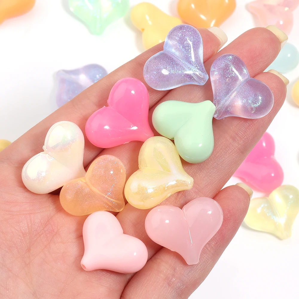 30 Stück/Set Bunte Acryl-Pfirsichherz-Perlen, lose Abstandshalterperlen für die Schmuckherstellung, DIY Armband, Halskette, Zubehör – Detail 2