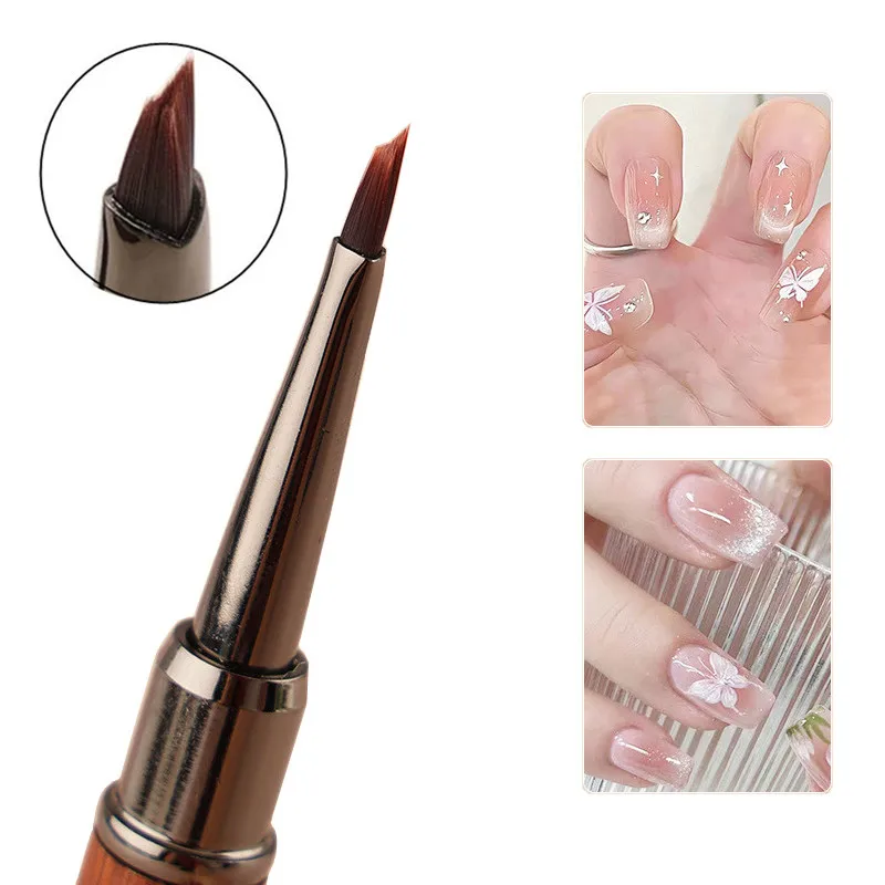 5 نمط خشب الصندل اليد مسمار فرشاة فنية الثلاثي رسم اللوحة خط القلم بطانة التدرج شقة مستديرة المعادن الفرنسية مانيكير أدوات #1