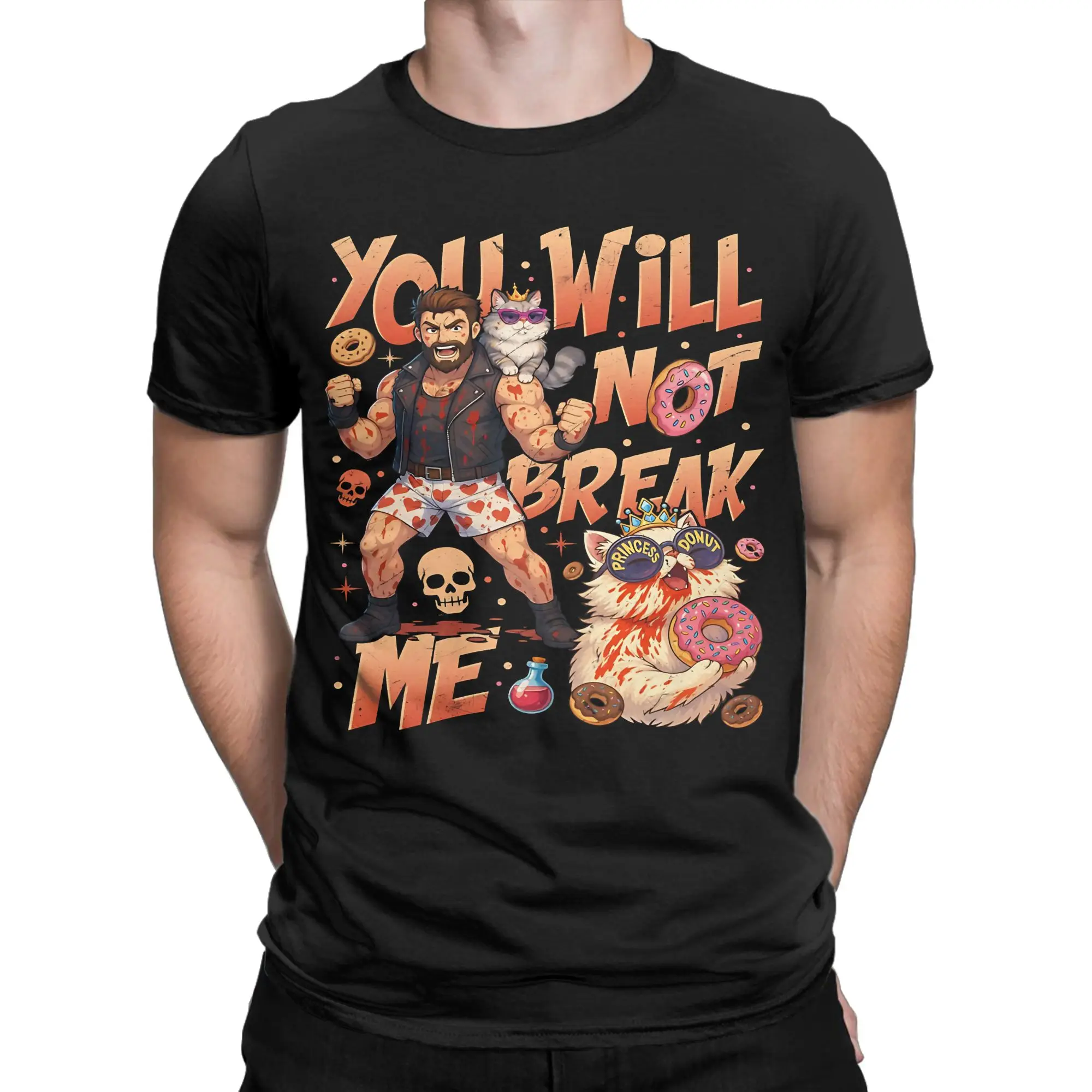 Men Women's You Will Not Break Me T Shirts Dungeon Crawler Carl Pure Cotton Clothes Funny Round Neck Tee Shirt Summer T-Shirts
