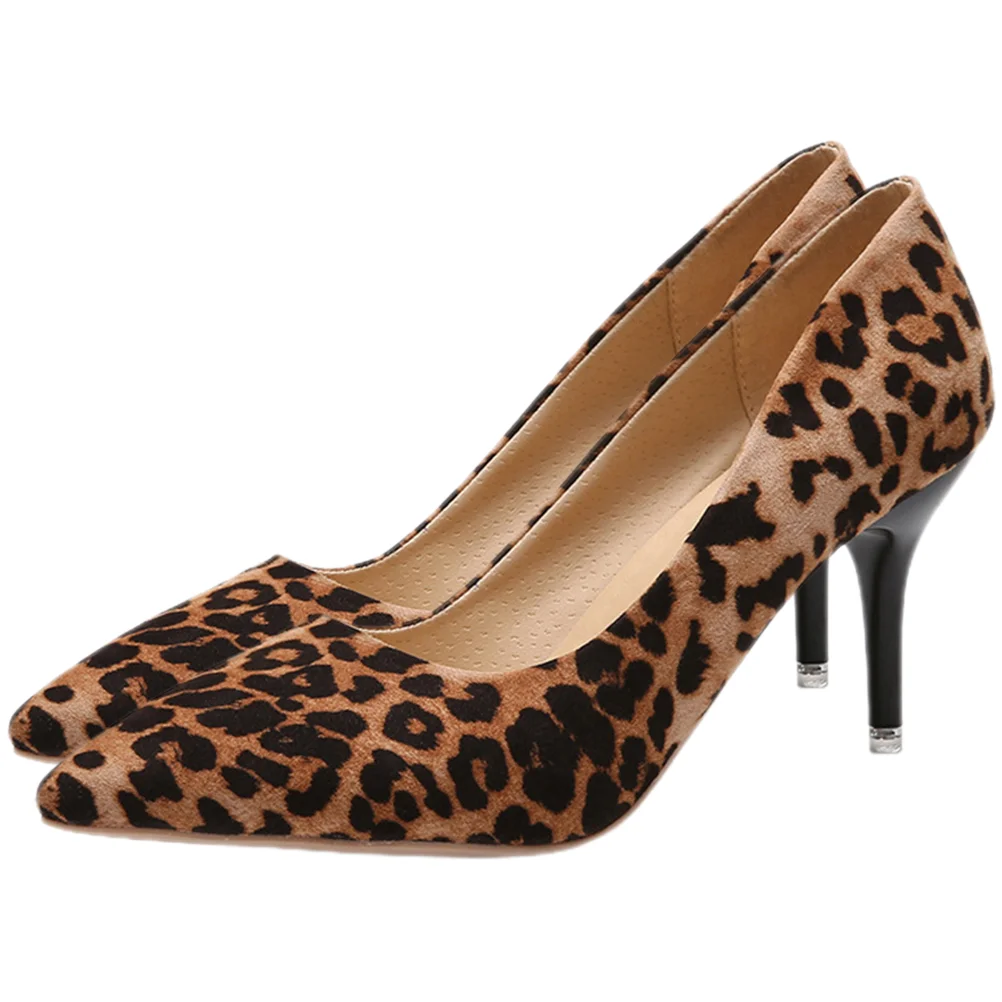 

Classic Leopard Print High Heels Women's Sneakers for Artificial Pu Single Shoes