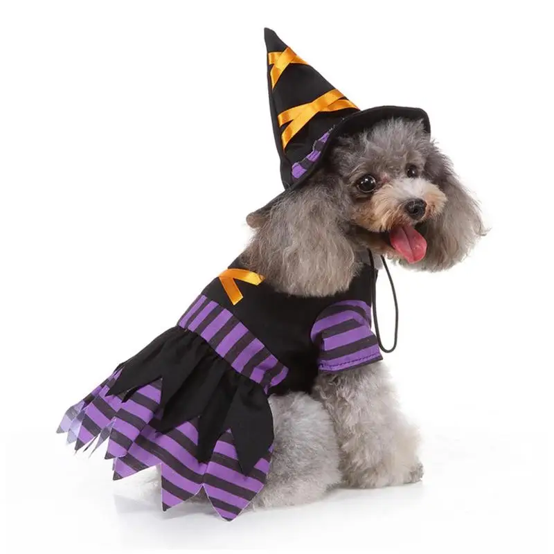 Dog Halloween Costumes Soft Purple Dog Wizard Cosplay Clothes Machine Washable Cosplay Clothes For Party Favors Wizard Costume