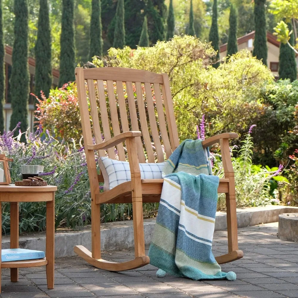 Patio Porch Rocking Chair for Outdoor, Single Item/Natural Teak