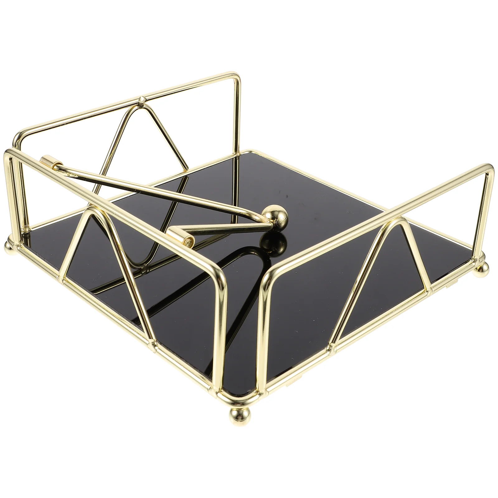 Iron Napkin Holder Paper Towel Desktop Storage Box Cardboard Rack (gold) Table Kitchen Decor