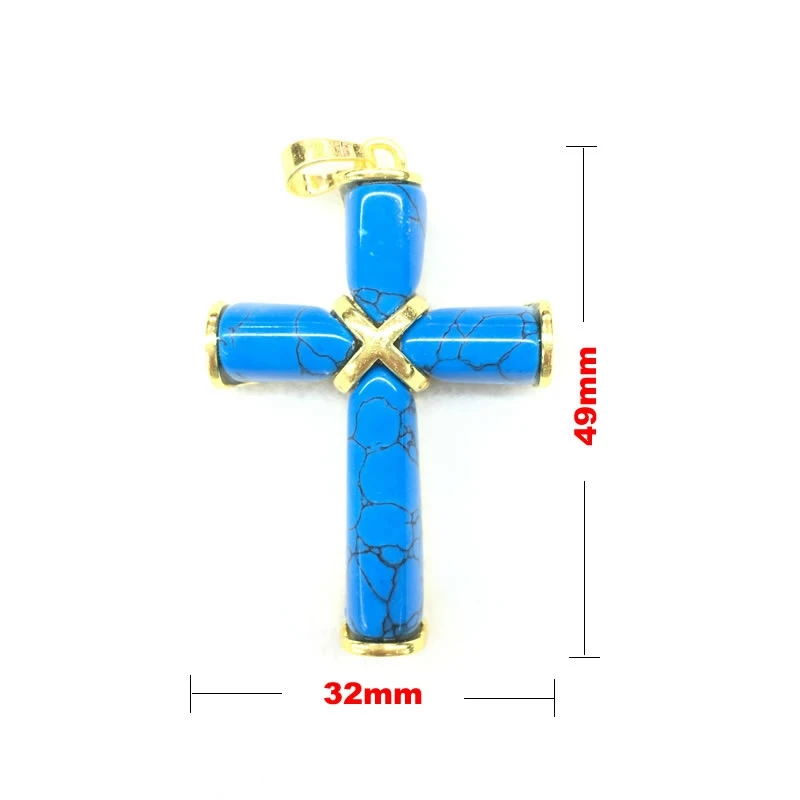 Natural Stone Bozwana Amethyst Tiger Eye Agate Metal Cross Pendant Men's and Women's Exorcism Talisman DIY Necklace Jewelry