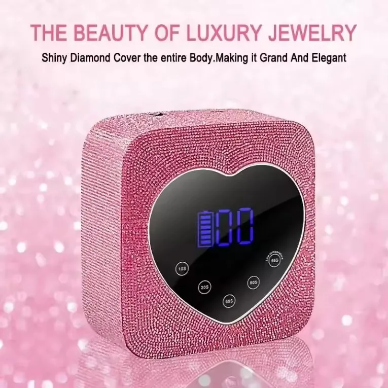 Diamond-encrusted 72W High-power Cordless Nail Light Quick-drying Nail Baking Gel Light Therapy 3-Speed Timing UV Nail Machine