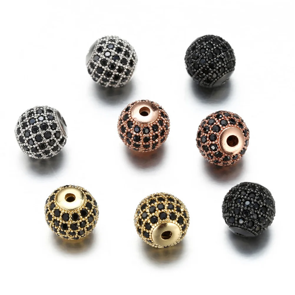 10pcs 8Mm Cubic Zirconia Loose For Bracelet Jewelry Making Handmade Craft Pendants Rhinestones Metal Beads Stringing Material