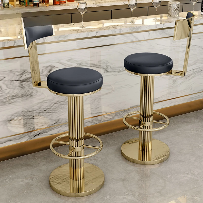 

Golden Bar Chair Height Adjustable Swivel Counter Bar Stool Modern Stainless Steel Kitchen Counter Chair Dining Chairs Set