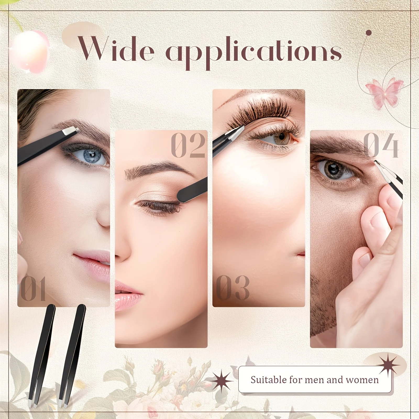 4 Pcs Professional Multi-functional Stainless Steel Tweezers Set for Eyebrow &Hair Removal Daily Tool, DIY hand tool