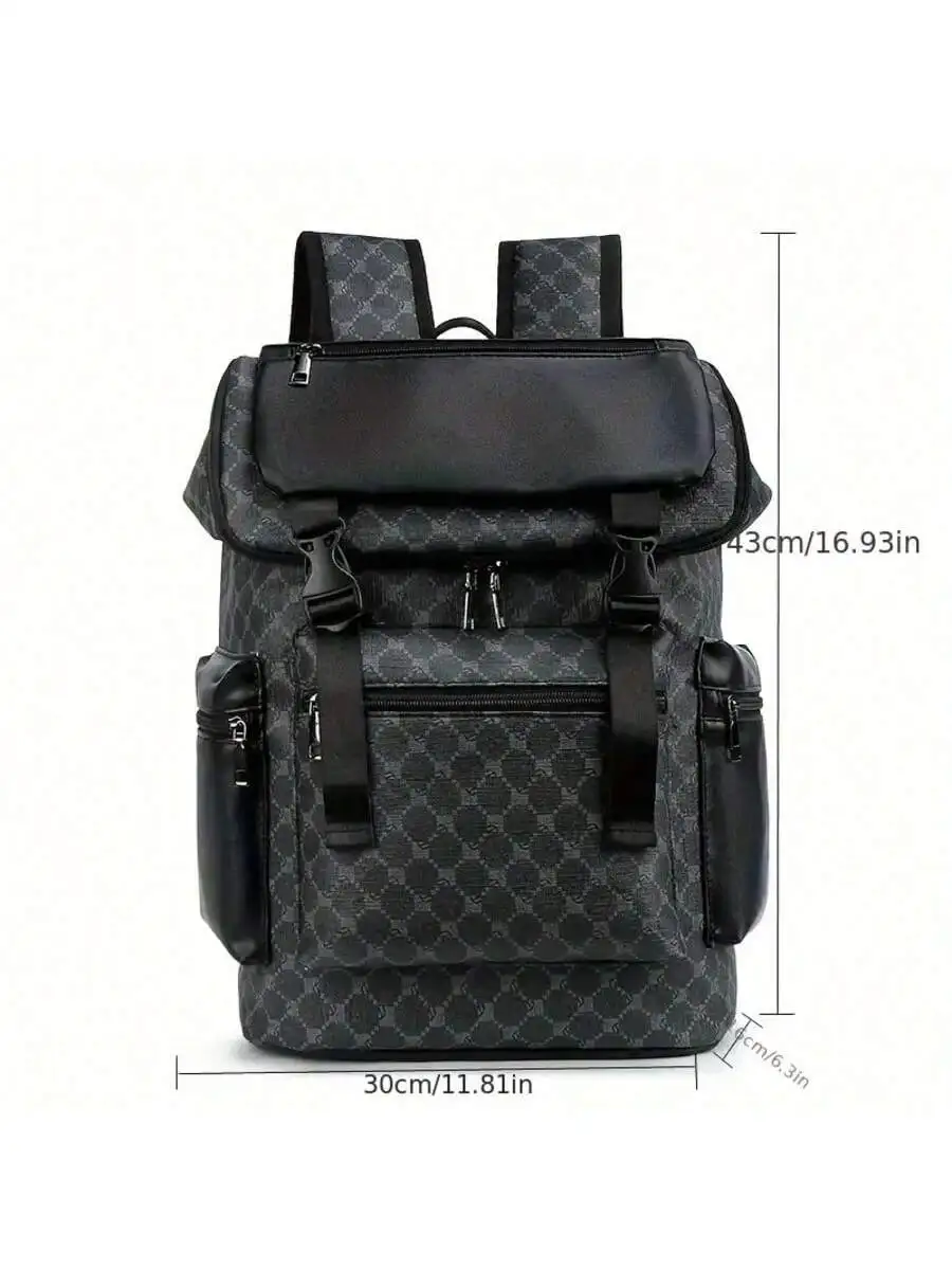 

Stylish Large Capacity PU Backpack With Laptop Compartment Adjustable Straps For Adults