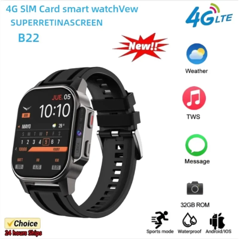 

Мужские умные часы B22 4G Full Netcom800W камера 900 мАч с поддержкой аккумулятора SIM-карты видеовызов монитор здоровья водонепроницаемые умные часы