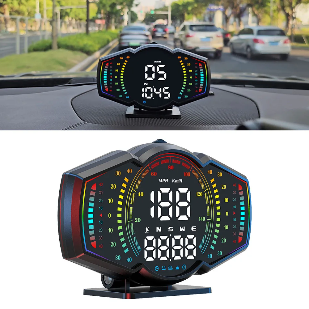 Car HUD Universal GPS Compass Alarm Speedometer Altimeter Slope Meter Multi Functional Tester Head Up Display