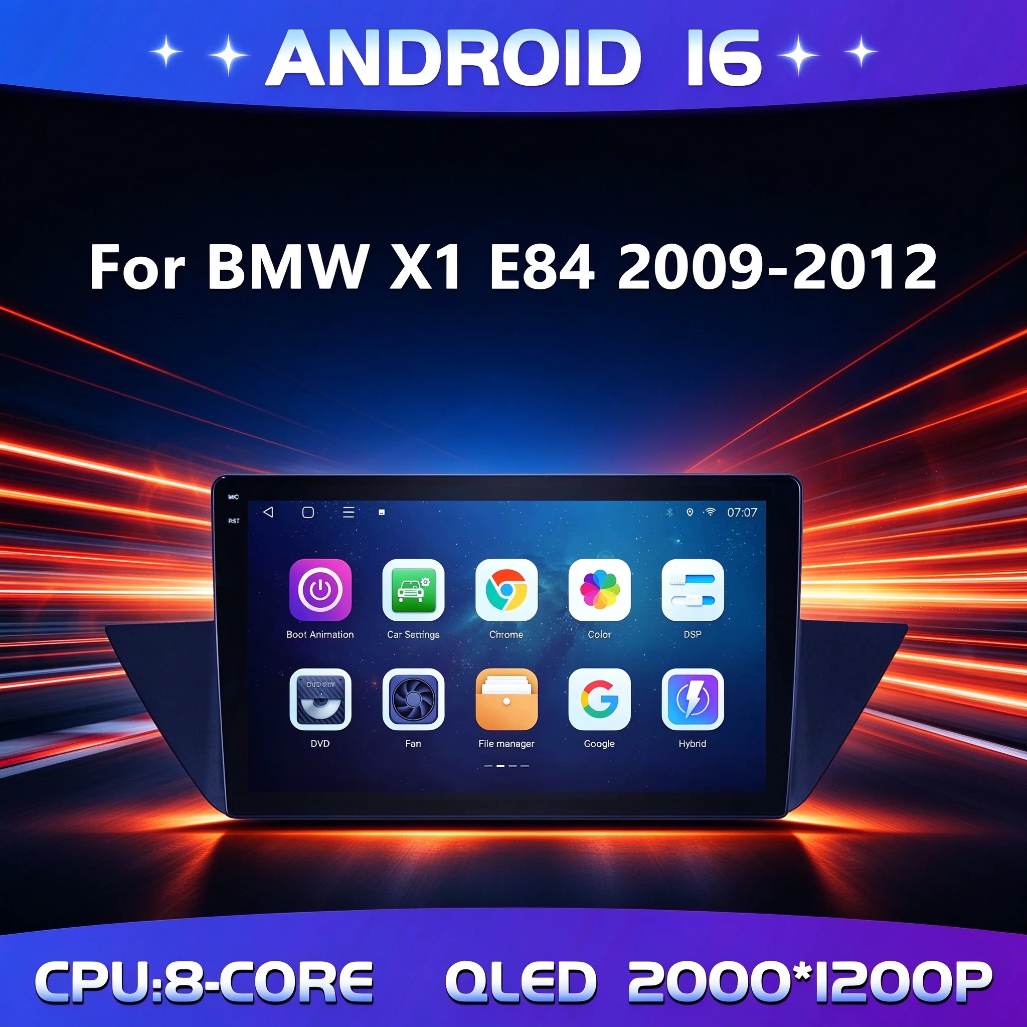 For BMW X1 E84 2009-2012 10' Car Multimedia Radio 2K QLED Screen 4G GPS 5G WIFI BT Carplay Android Auto Android 16 System