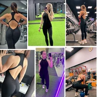 Backless Scrunch Sporty Jumpsuit Gym Tracksuit Women's Fitness Overalls Sexy Hollow One-Piece Sport Suit Zipper Workout Jumpsuit - Image 6