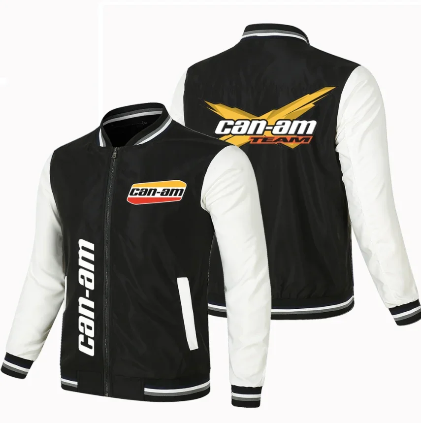 

NEW Baseball Jacket Spring Autumn Fleece Cotton Slim Fit Jacket CAN-AM Car Logo Sweatshirt Fashion Hip Hop