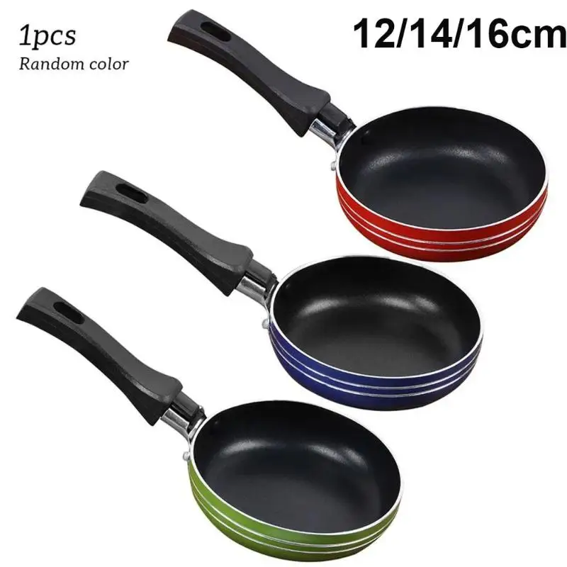 12cm/14cm/16CM Mini Frying Pan Non-Stick Steel Frypan Pot Saucepan Home Use Egg Frying Pan Random Color For Kitchen Cookware