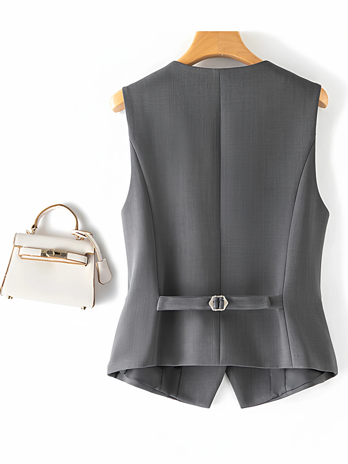 

Женский укороченный жилет Busin, верхняя одежда для поездок на работу, с дизайнерскими подплечниками, из полиэфирного волокна, с V-образным вырезом, однотонный, весна-осень