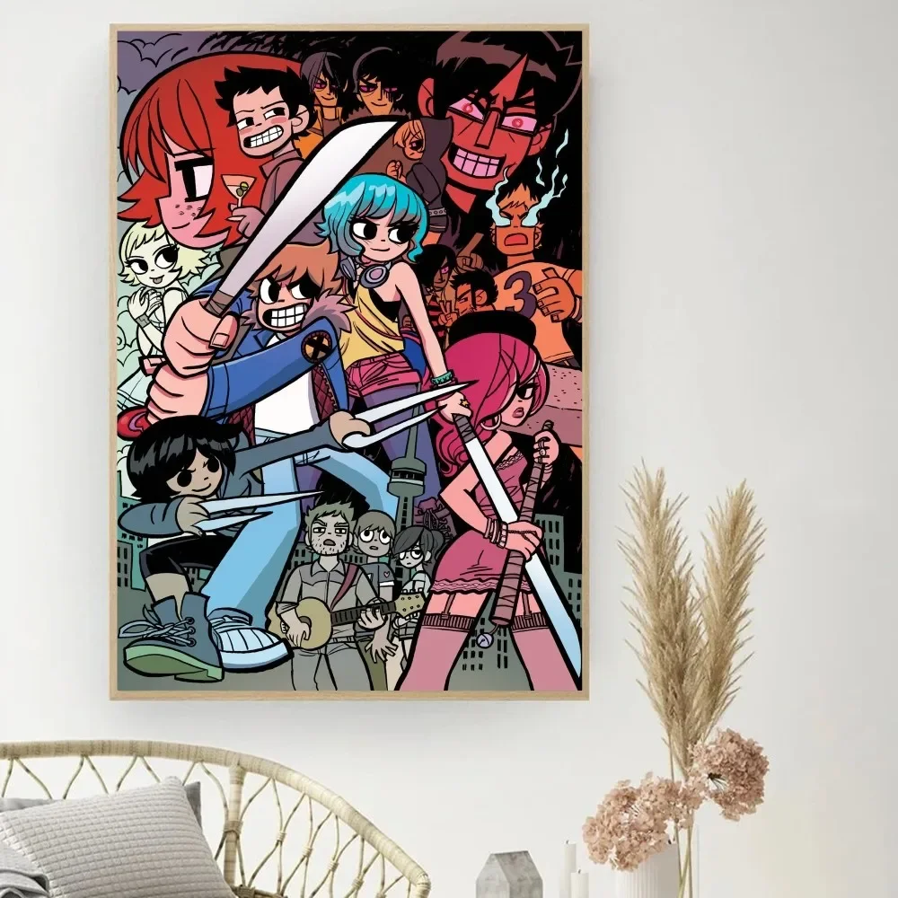 Anime Scott Pilgrim Poster DIY Vintage Movie Poster Wall Art Painting Study Stickers Small Szie Wall Painting