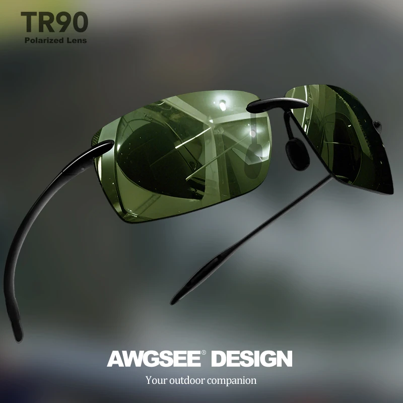 1 قطعة/2 قطعة TR90 خفيفة النظارات الشمسية الرجال العلامة التجارية بدون شفة الإطار القيادة مرآة ظلال الرياضة الصيد البيسبول نظارات #5