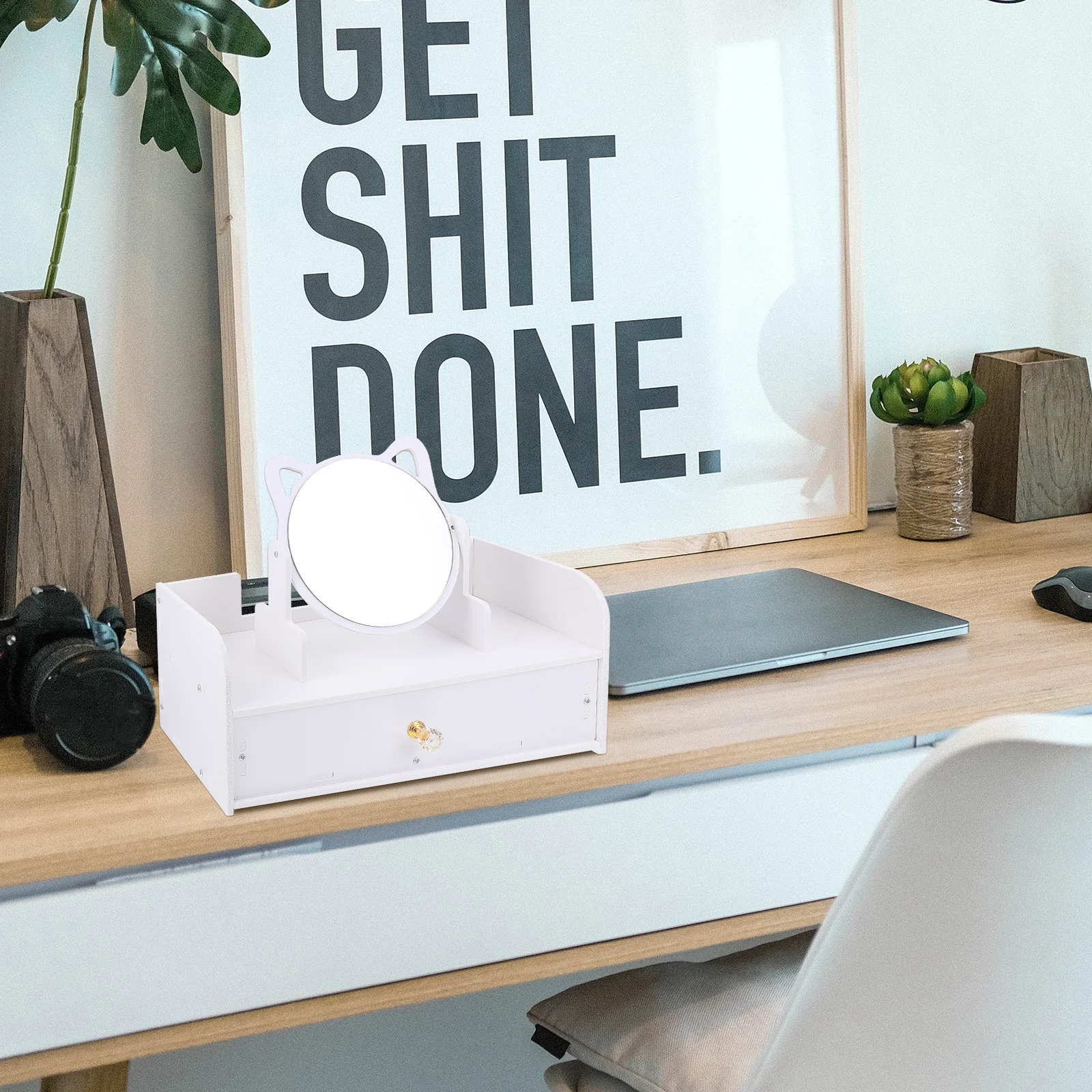 

Makeup Mirror Storage Box Large Capacity Multifunctional Desktop Mirror Durable Stand Stable Base for Bedroom Dressing