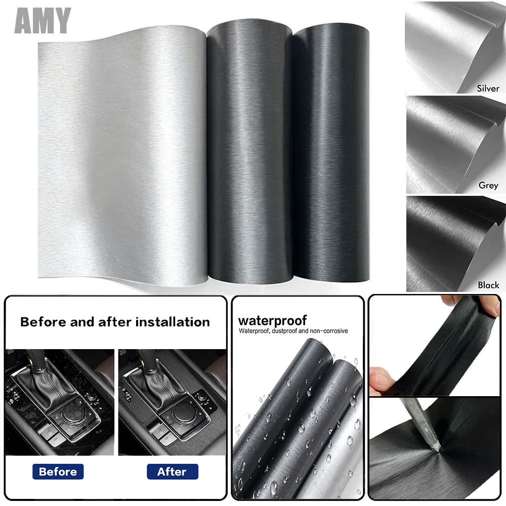 

Brushed Aluminum Vinyl Wrap Film Silver Car Brushed Stickers PVC Self Adhesive Protection Sticker Air Release Waterproof Sticker