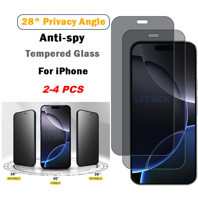 

2-4Piece Privacy Anti-spy Tempered Glass for iPhone 16 15 14 13 12 Pro Max Mini Screen Protector Film for iPhone 16 15 14 Plus