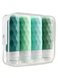 4 Pack SiliconeTravel Bottles for Toiletries, Tsa Approved 3oz Portable Travel Bottles, BPA Free Leak Proof Squeezable Travel Si