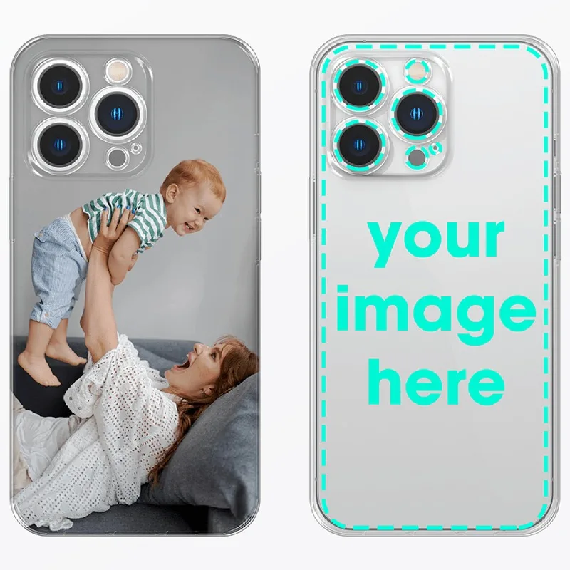 Capa de Telefone Transparente Personalizada para iPhone 17 16 15 14 13 12 11 Pro Max Mini 7 8 Plus X XR 17E DIY com Foto Personalizada