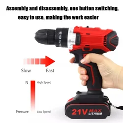 21V Cordless Electric Screwdriver 2 Functions Wireless Impact Drill Mini Lithium Battery Charging Hand DIY Electric Power Tools