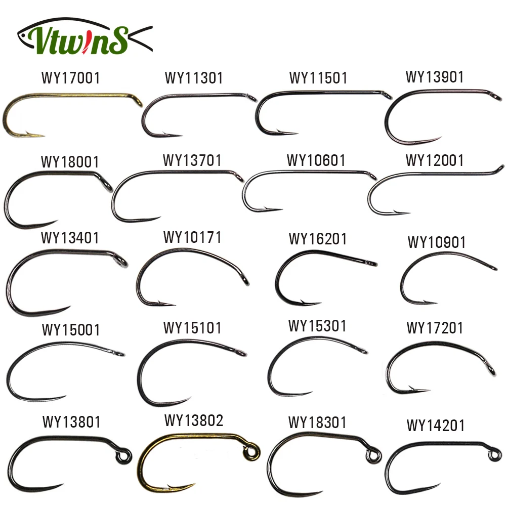 Vtwins anzuelos sin púas para ninfa 60° y Caddis húmedos