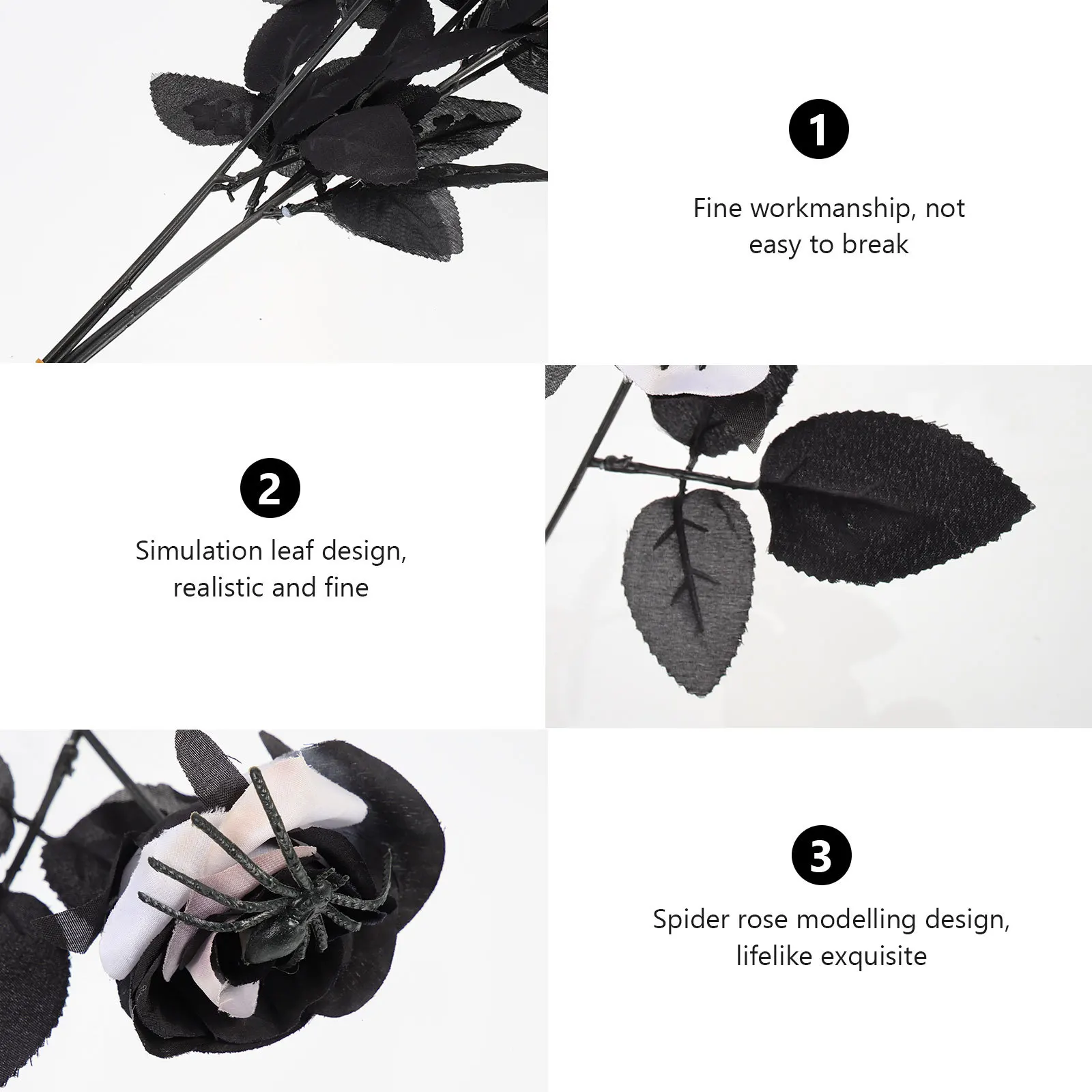 

5Pcs Halloween Spider Rose Flower Simulation Rose Prop for Horror Party Room Decor Halloween Roses Flower with Spider